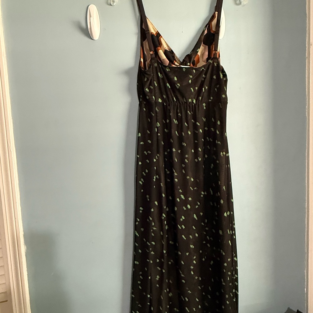 CAbi Brown and Black Geometric Maxi Dress Reversible Dress - Picture 4 of 16